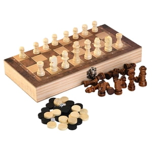 Bothyi - Juego De Ajedrez Educativo Portátil 3 En 1 Juegos De Mesa Para Viajes De Camping Patio Trasero 24 Cm X 24 Cm X 1,8 Cm