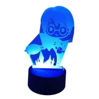 Lelumania - Lampara Ilusion 3D Harry Escoba De 7 Colores, Base Touch