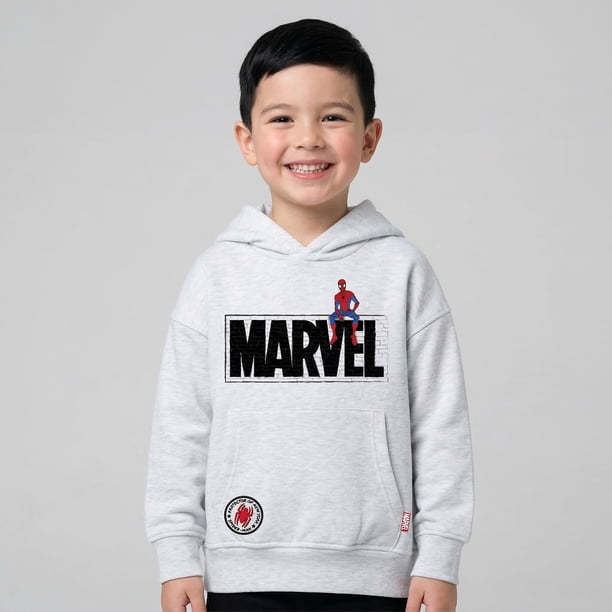Polerón Cerrado Niño Hoodie Spiderman Blanco Marvel