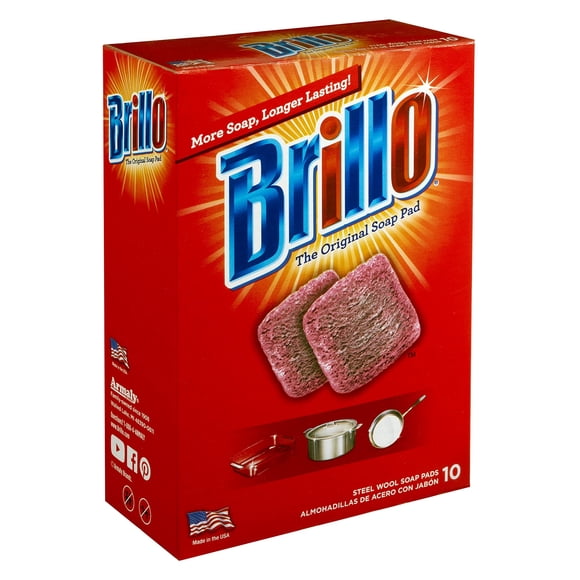 Almohadillas de jabón de lana de acero Brillo Original Scent, 10 unidades