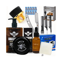 Maxcare-Guanjin - Kit Barberia Aceite Cera Shampoo Navaja Cepillo