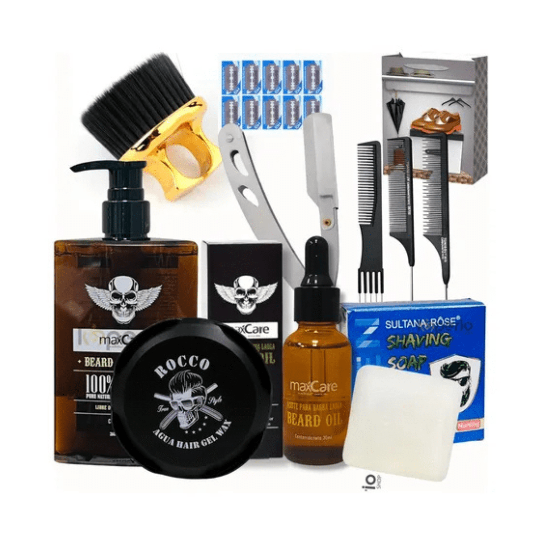 Maxcare-guanjin - Kit Barberia Aceite Cera Shampoo Navaja Cepillo