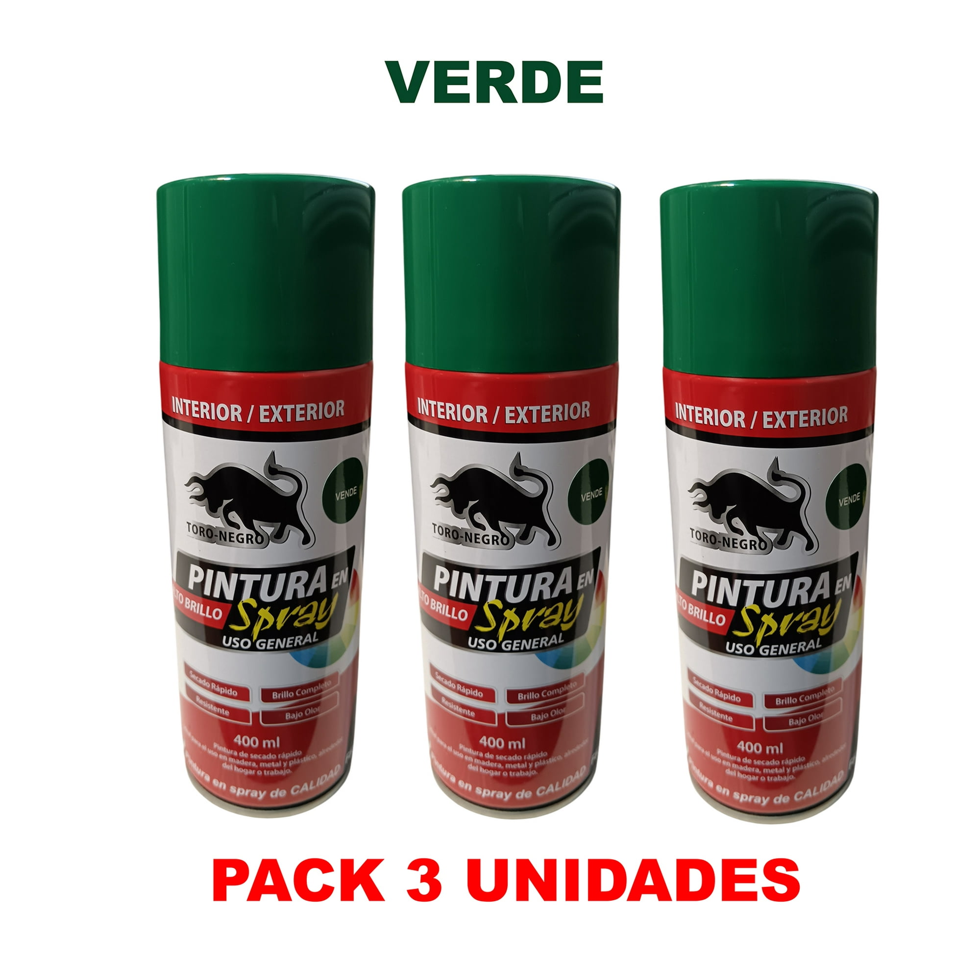 Toro Negro - Pintura En Spray Pack 3 Unidades Color Verde