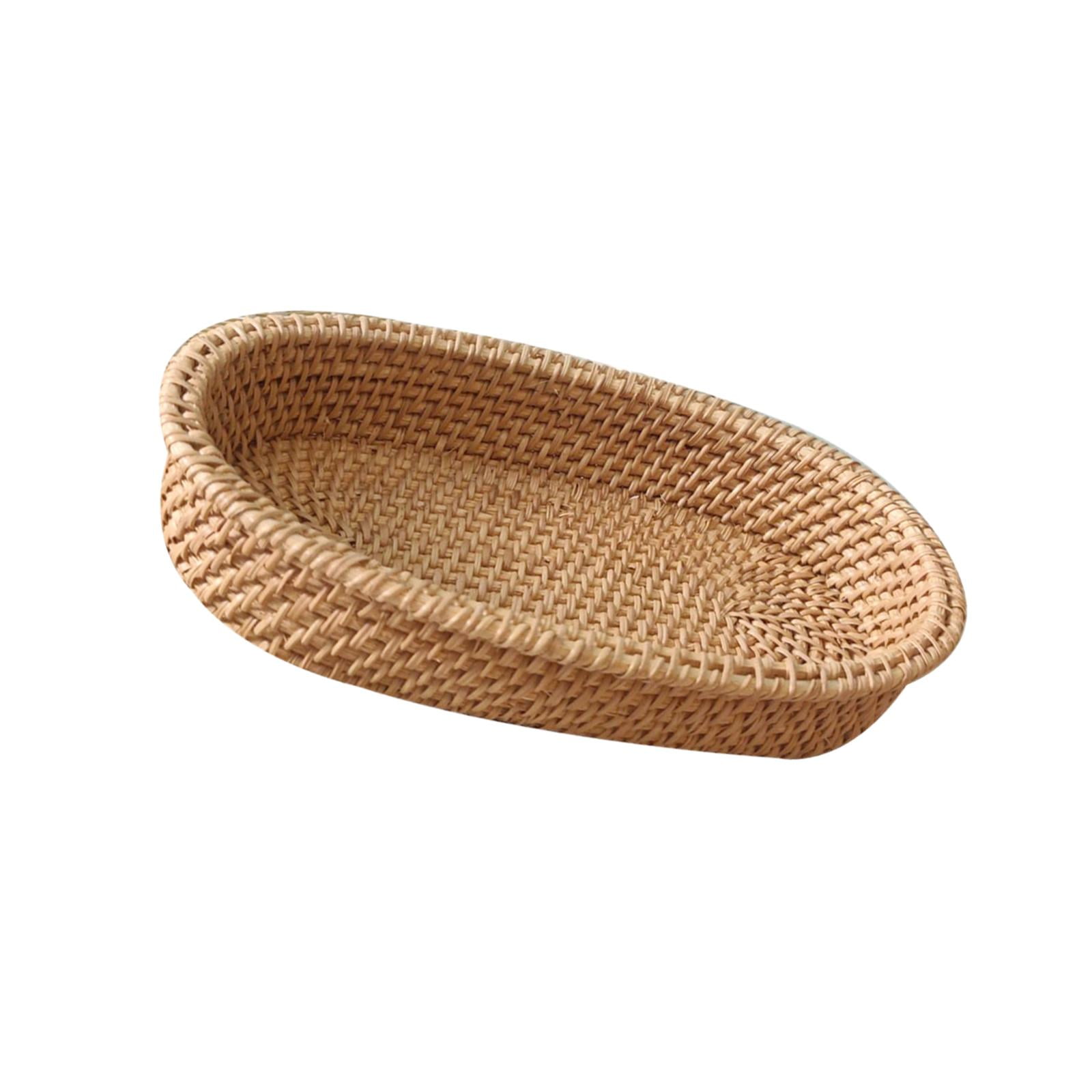 Magideal - Bandeja Para Servir De Ratán Tejida A Mano, Soporte De Almacenamiento, Organizador De Alimentos, Bandeja De Mimbre Para Aperitivos, Artículos Diversos , 24cmx15cmx4.5cm