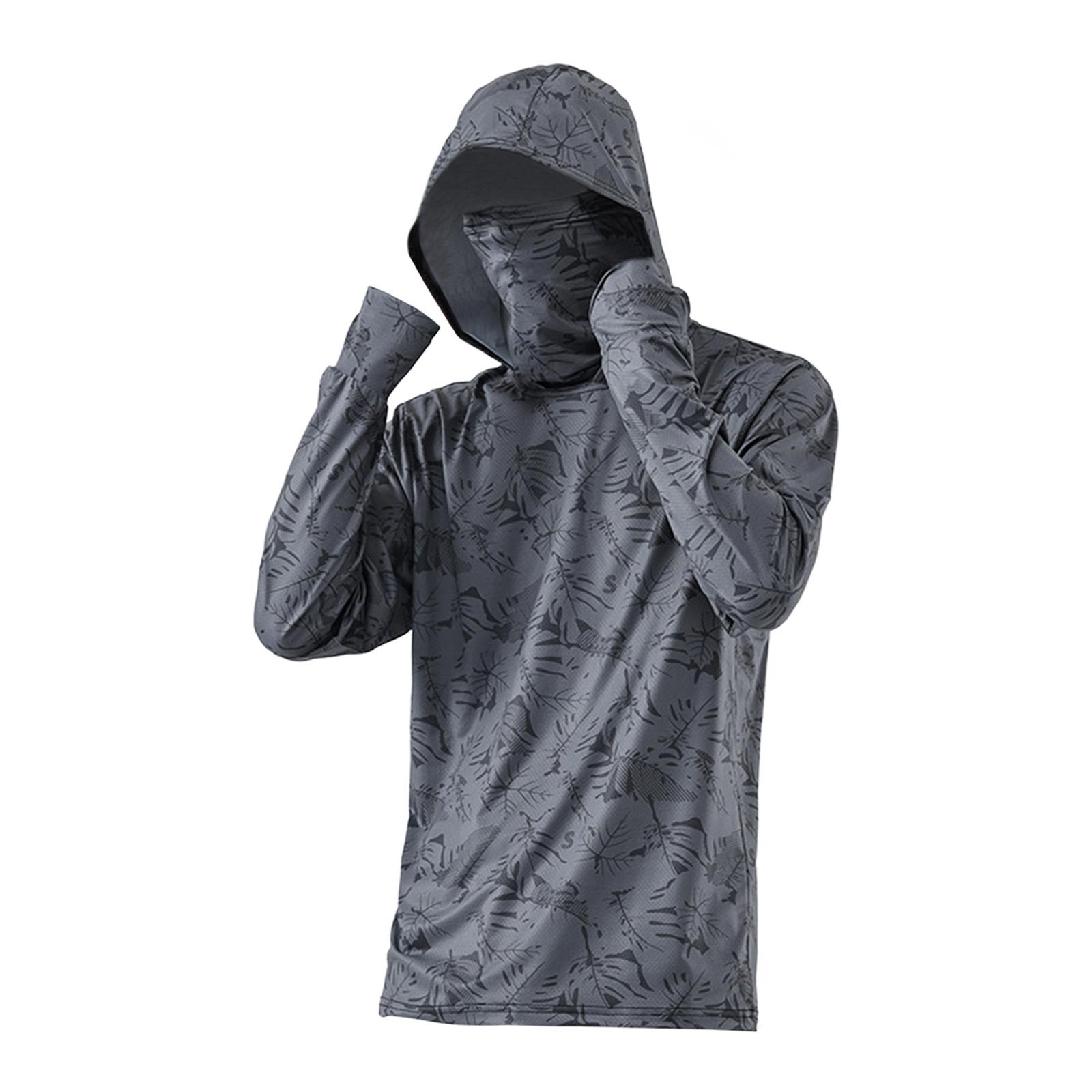 Ioensy - Sudadera Con Capucha Y Protección Solar Para Hombre, Fina Protección Contra Sarpullidos Para Pescar Al Aire Libre, Verano, M, Gris Oscuro