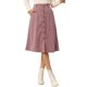 thumbnail image 1 of INSPIRE CHIC Falda Midi de Pana de Cintura Alta para Mujer, Línea A, con Botones al Frente, Plisada, con Cinturón y Bolsillos, Rosa M, 1 of 5