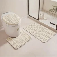 Casadeliacl - Set Alfombras De Baño 3 Piezas Suaves Absorbentes T.F.I Beige Cómic