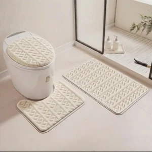 Casadeliacl - Set Alfombras De Baño 3 Piezas Suaves Absorbentes T.F.I Beige Cómic