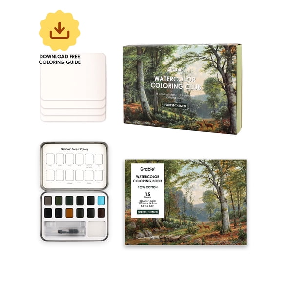Grabie Club Box: Kit de Acuarela + Libro de Temática Bosque