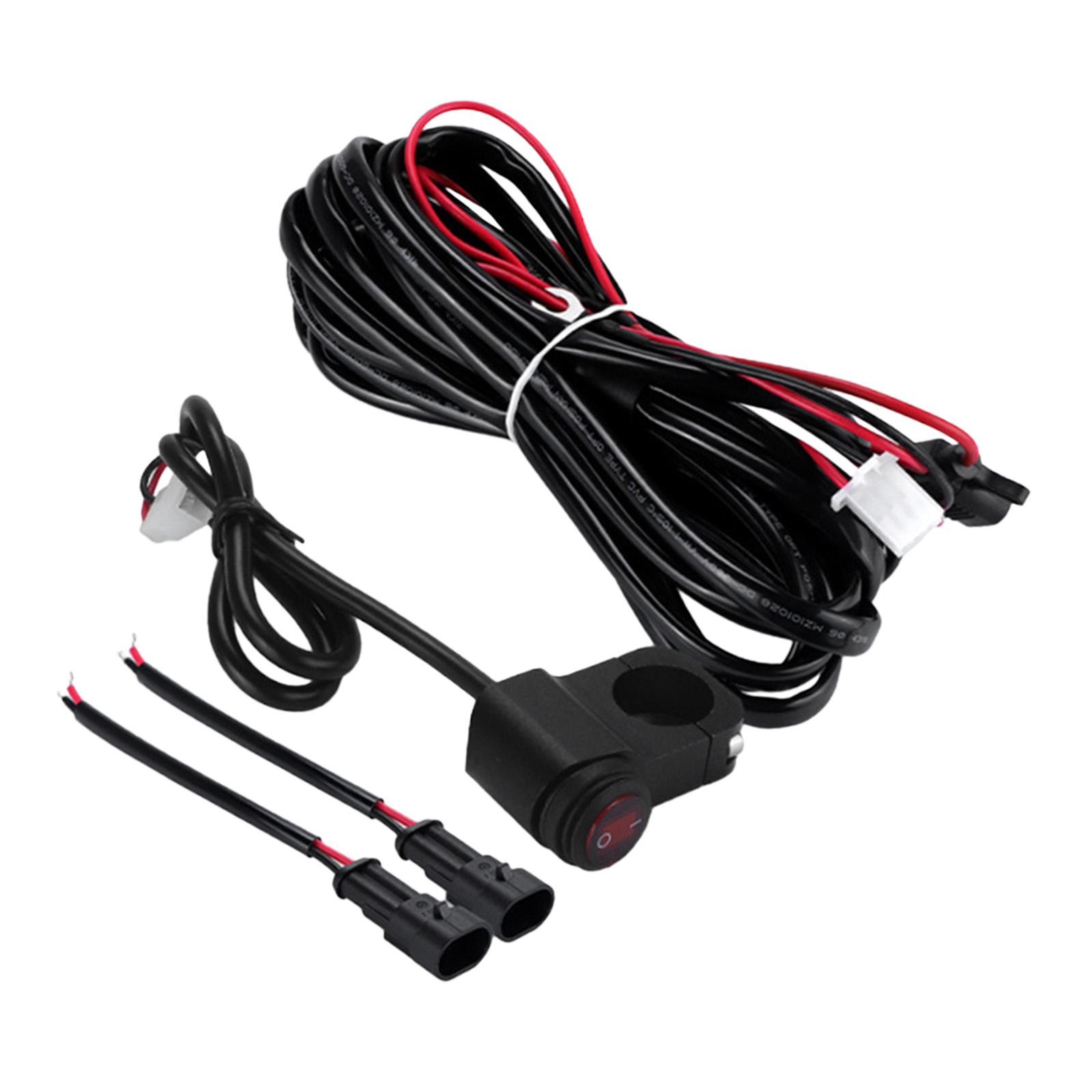 Ioensy - Kit De Arnés De Cableado De Dos Luces Para Motocicleta, Piezas De Reparación, Cableado De Luz Antiniebla Negra, Cable De 1,6 M