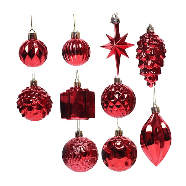 10 bolas navideñas pequeñas colgantes para colgar adornos navideños decorativos para cumpleaños, celebraciones en interiores y exteriores, festivales rojo