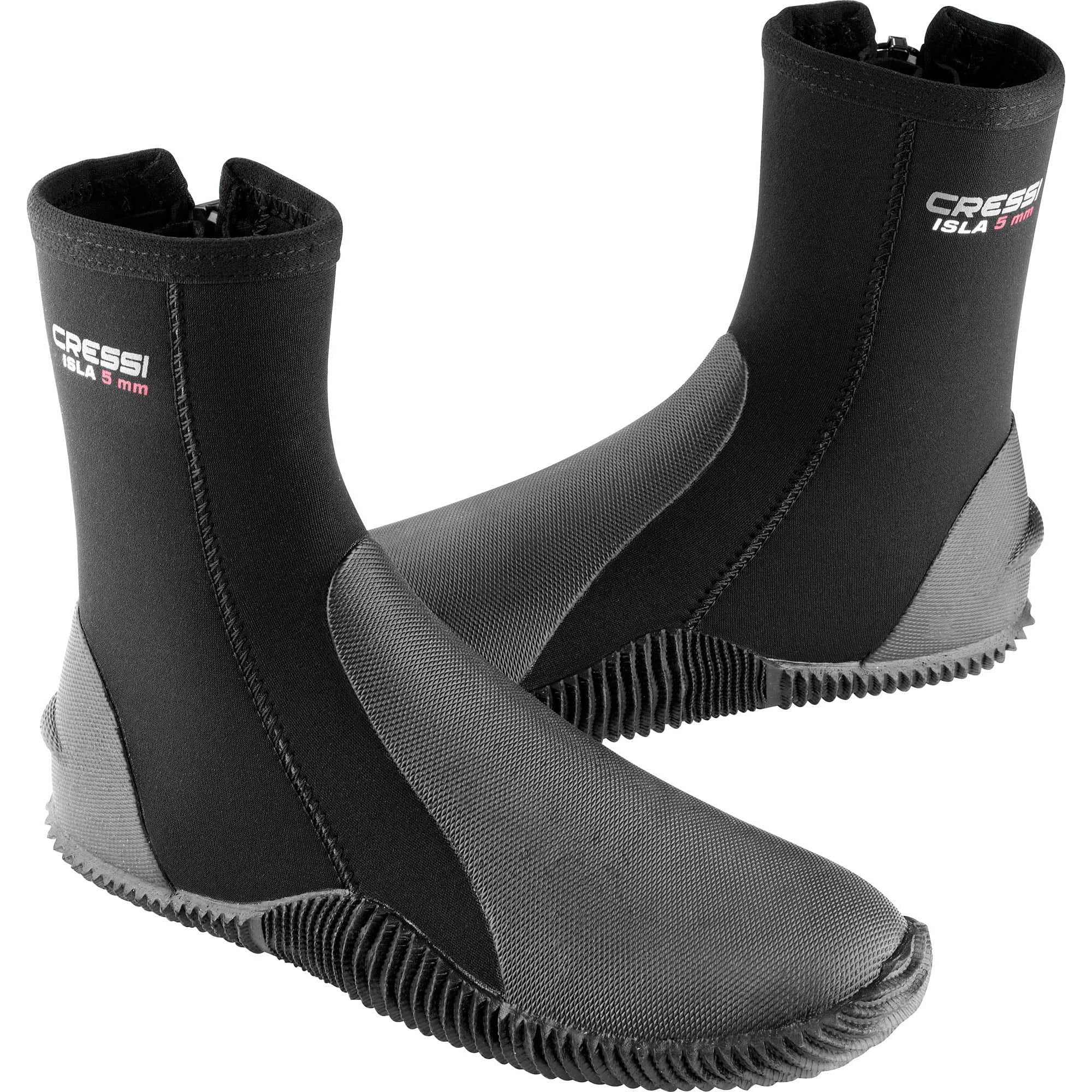 Botas De Buceo Cressi Isla, 5 Mm, Crew, Negro/negro, Para Hombre, Talla 8