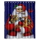 thumbnail image 1 of Cortina de ducha navideña con diseño de Papá Noel y ganchos, tamaño 60 x 72 pulgadas, 1 of 3