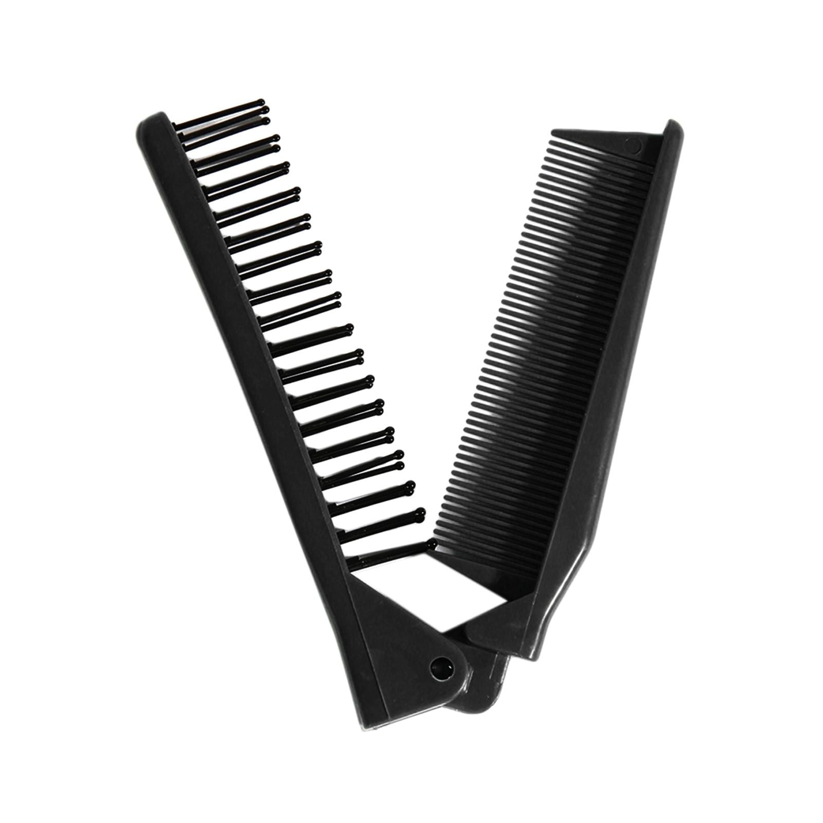 Ioensy - Cepillo De Peine De Pelo Plegable Mini Peine De Bolsillo De Doble Cabeza Para Salón Negro