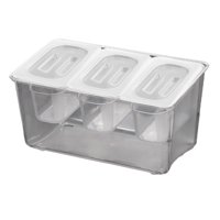 Magideal - Caja Organizadora De Condimentos Refrigerados Con Contenedores, Contenedor De Especias Para Ingredientes Pequeños Para Fiesta En Tienda De Té Con Lech 3 Compartimentos