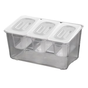 Magideal - Caja Organizadora De Condimentos Refrigerados Con Contenedores, Contenedor De Especias Para Ingredientes Pequeños Para Fiesta En Tienda De Té Con Lech 3 Compartimentos