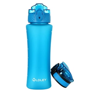 Botella De Agua Oldley Tritan 450Ml Azul Con Dos Tapas