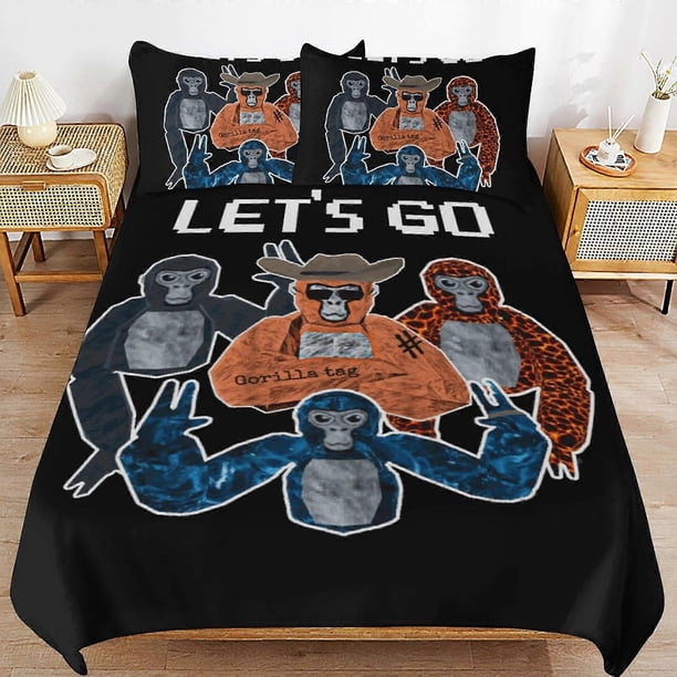 Juego de ropa de cama Gorilla Tag, funda nórdica, cómoda y ligera, con diseño de dibujos animados, 3 piezas.