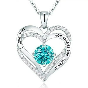 Collar Heshpaws Love Pendant 925 Sterling Silver Con Birthstone Zirconia Y Caja De Regalo