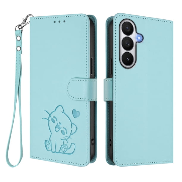 Carcasa Billetera de Cuero Sintético para Samsung Galaxy S26, Verde Claro