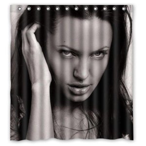Pinghai - Cortina De Ducha De La Estrella De Cine Sexy Angelina Jolie, Juego De Cortina De Baño Con Ganchos, Tamaño 60 X 72 Pulgadas