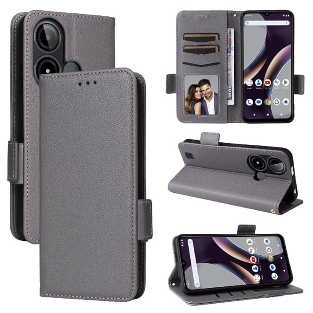 Funda Cartera para BLU C9 Tapa Flip con Ranuras y Soporte Gris