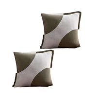 Genérico - Pack De 2 Fundas De Cojines Diseño Tela Pana Empalmado 45Cm X 45 Cm Verde Oliva