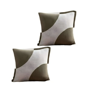 Genérico - Pack De 2 Fundas De Cojines Diseño Tela Pana Empalmado 45Cm X 45 Cm Verde Oliva