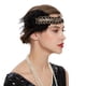 thumbnail image 2 of 1920's Vintage Faux Feather Headband Black Rhinestone Decor Head Ring Party Evening Ladies Headpiece, 2 of 3