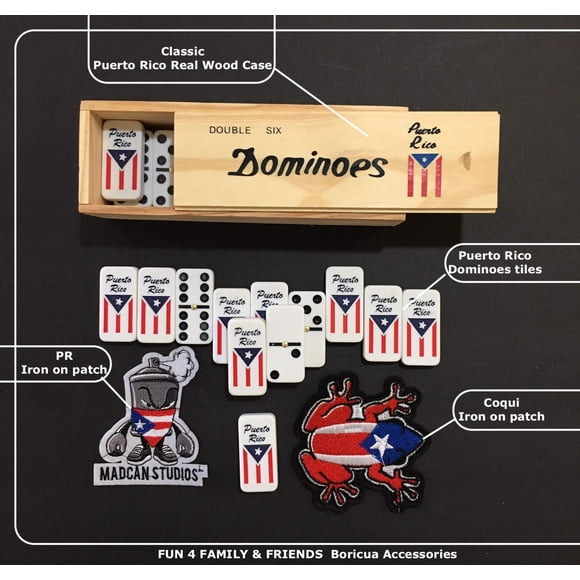 Dominó PRK 14 Set Doble Seis con Bandera de Puerto Rico