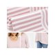 thumbnail image 5 of GRACIA Y GRANDEZA Blusa de Mujer Talla Grande con Rayas Cuello Redondo Suelto Casual Túnica Manga 3/4 Cruzada Dobladillo Alto Bajo 1X Rosa, 5 of 6
