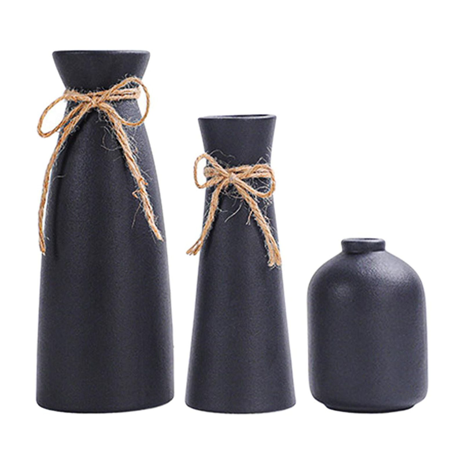 Bothyi - Jarrón De Cerámica De 3 Piezas, Florero De Brotes Estéticos, Jarrones De Porcelana Nórdica, Jarrón De Escritorio Negro