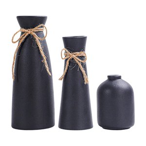 Bothyi - Jarrón De Cerámica De 3 Piezas, Florero De Brotes Estéticos, Jarrones De Porcelana Nórdica, Jarrón De Escritorio Negro