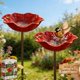 thumbnail image 1 of Estaca jardín flor metal hecha mano mini baño pájaros exterior estación riego abejas, 1 of 7