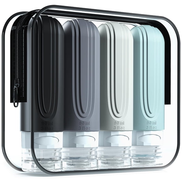 Botellas de Viaje Mrsdry TB90 90 mL (Paquete de 4) de Silicona a Prueba de Fugas