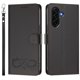 thumbnail image 2 of Funda de Cuero Tipo Billetera para Samsung Galaxy A57 5G 6.7", con Tarjetero, Correa para Muñeca, Soporte a Prueba de Golpes con Relieve de Patrón Feliz, Funda para Teléfono, Negro, para Galaxy A57, 2 of 8