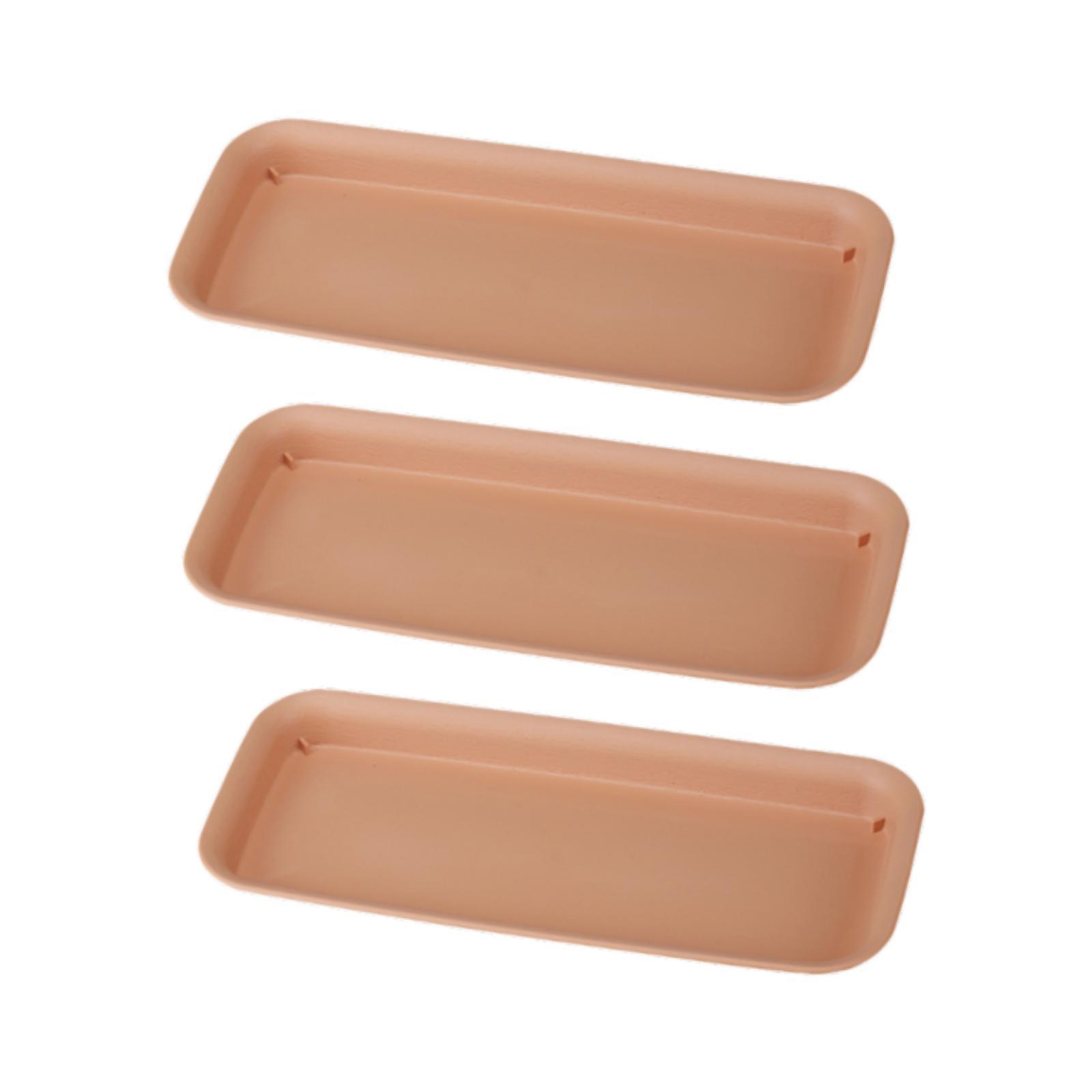 Ioensy - 3 Platillos Rectangulares Para Plantas, Bandeja Para Jardinería, Para Oficina, Cocina, Dormitorio, Marrón L