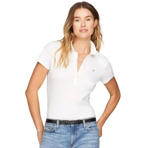 Polo Tommy Hilfiger De Manga Corta De Algodón Blanco Para Mujer