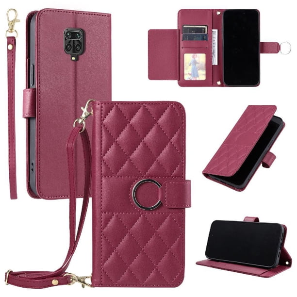 Funda tipo billetera FOXDOCK para Xiaomi Redmi Note 9 Pro Max – Tapa abatible con correa para mujer