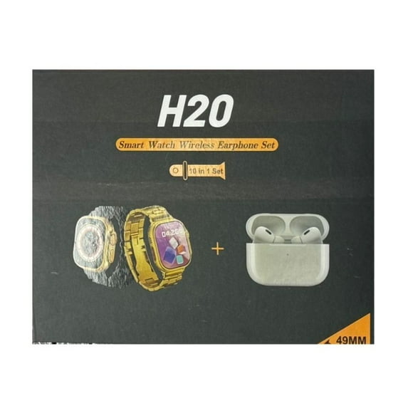 Reloj Smartwatch H20 Set 10 En 1 con Audífonos Inalámbricos