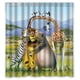 thumbnail image 1 of Cortina de ducha de baño con diseño de león y jirafa de Madagascar, con ganchos, tamaño 66 x 72 pulgadas, 1 of 3