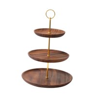 Magideal - Soporte Para Magdalenas, Exhibición De Postres, Bandeja Decorativa Para Servir, Soporte De Exhibición Redondo Rústico Para Magdalenas, Decoración Para 3 Niveles