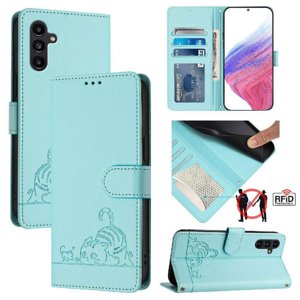 Funda Tipo Cartera Foxdock Para Samsung Galaxy A04S Con Soporte, Ranuras, Rfid, Diseño De Gato