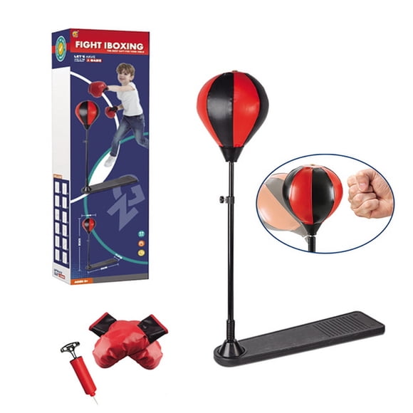 Set Boxeo Infantil Pedestal Ajustable Pelota y Guantes