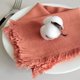 thumbnail image 1 of Juego De 6 Servilletas De Tela Artesanales Con Flecos 45*45cm Mezcla De Lino Y Algodón Versátiles Para Cenas Bodas Y Eventos Sociales Naranja, 1 of 5