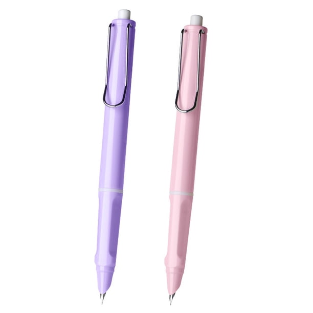Pluma estilográfica retráctil de 2 piezas, punta extrafina, tinta metálica con convertidor para estudiantes, profesores y funcionarios.