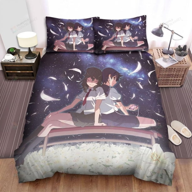 Monogatari Series Characters With The Flowers Quilt Duvet Cover Set 3-Piece Bedding Set