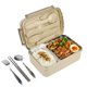 thumbnail image 1 of REGALWOVEN Caja Bento para Adultos, Contenedor de Preparación de Comidas a Prueba de Fugas con 3 Compartimentos y Utensilios para Viajes de Trabajo Khaki-2, 1 of 6