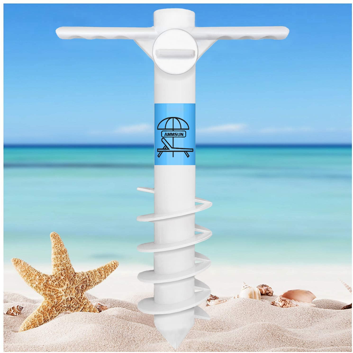 Sombrilla De Playa Sand Anchor Ammsun Heavy Duty Blanca