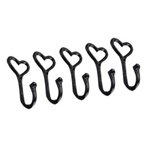Bothyi - 5 Ganchos Para Abrigos De Corazón De Hierro Fundido, Soporte Para Sombrero De Llaves, Ganchos De Pared Antiguos Shabby Chic